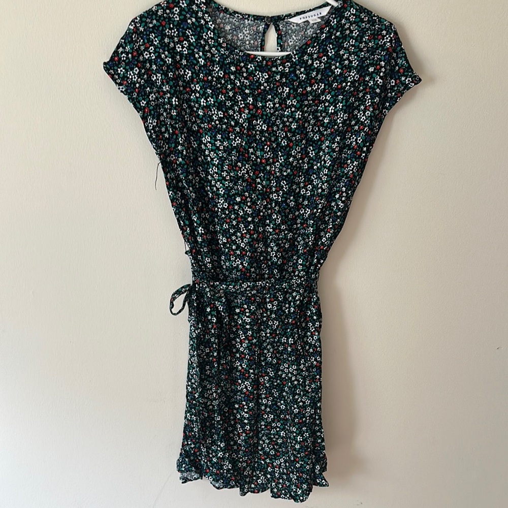 POPSUGAR White and Blue Mini Sundress Crew Neck